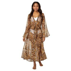 America & Beyond Prairies Dusk Maxi Kimono Animal SM
